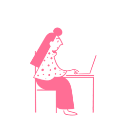 Illustration of person sitting at computer